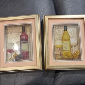 Framed Wine Art Prints with Gold Frames
